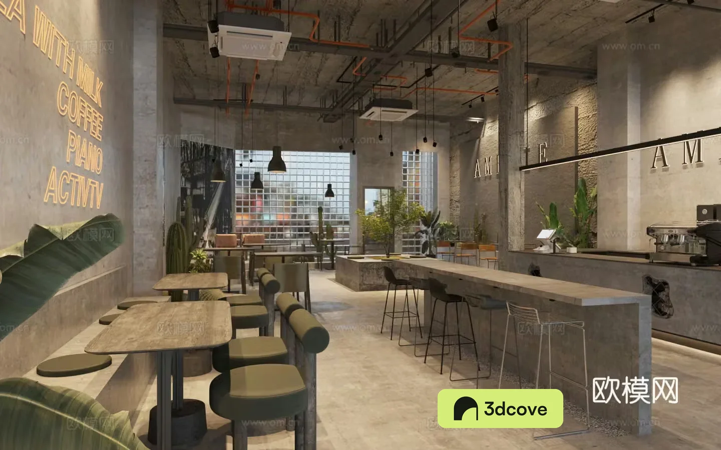 Industrial style cafe milk tea shop workbench operation table wall card restaurant water bar