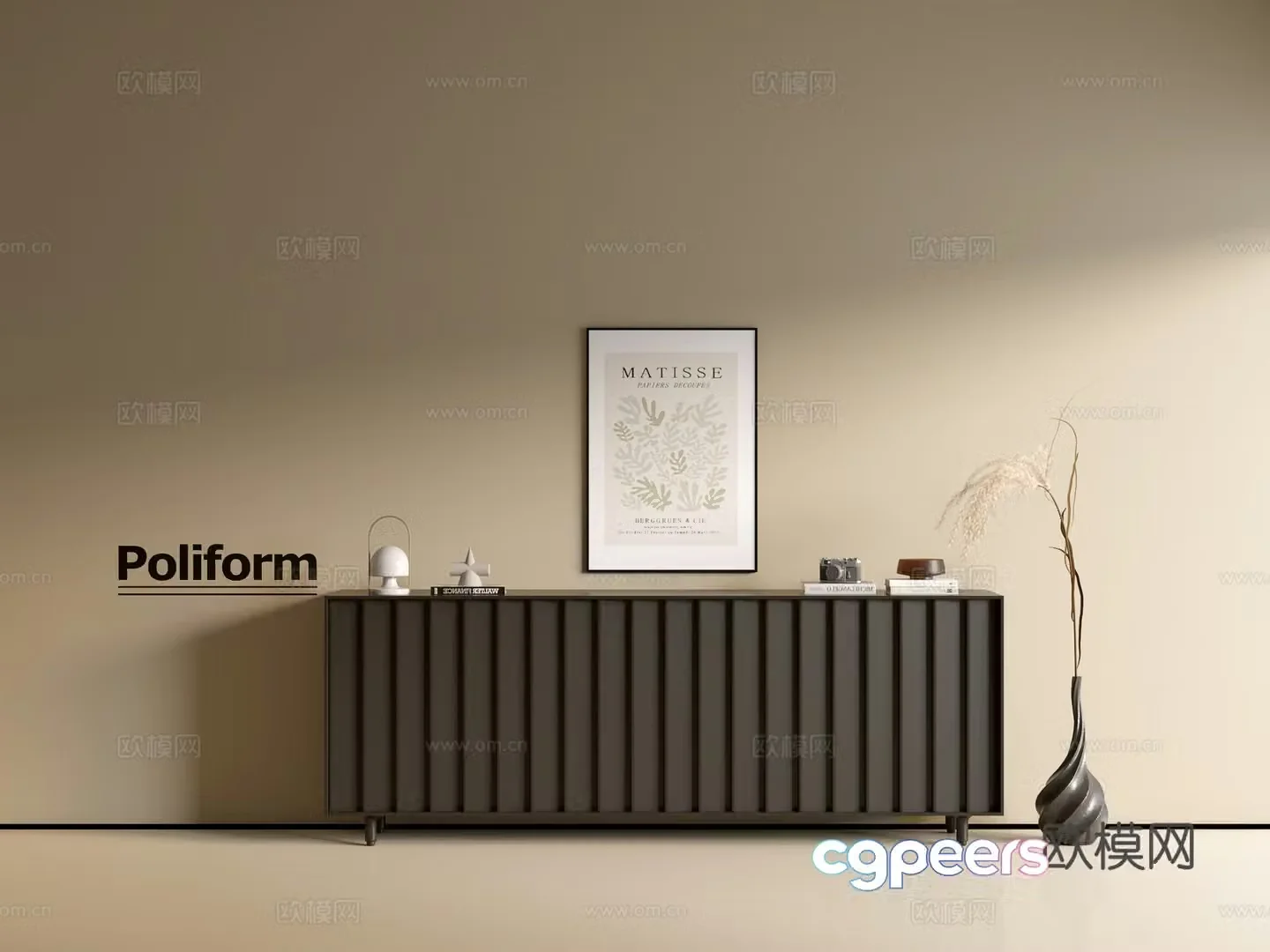 Modern black cabinet ins wind side cabinet chest cabinet low cabinet whole cabinet dining side cabinet balcony cabinet 3d model