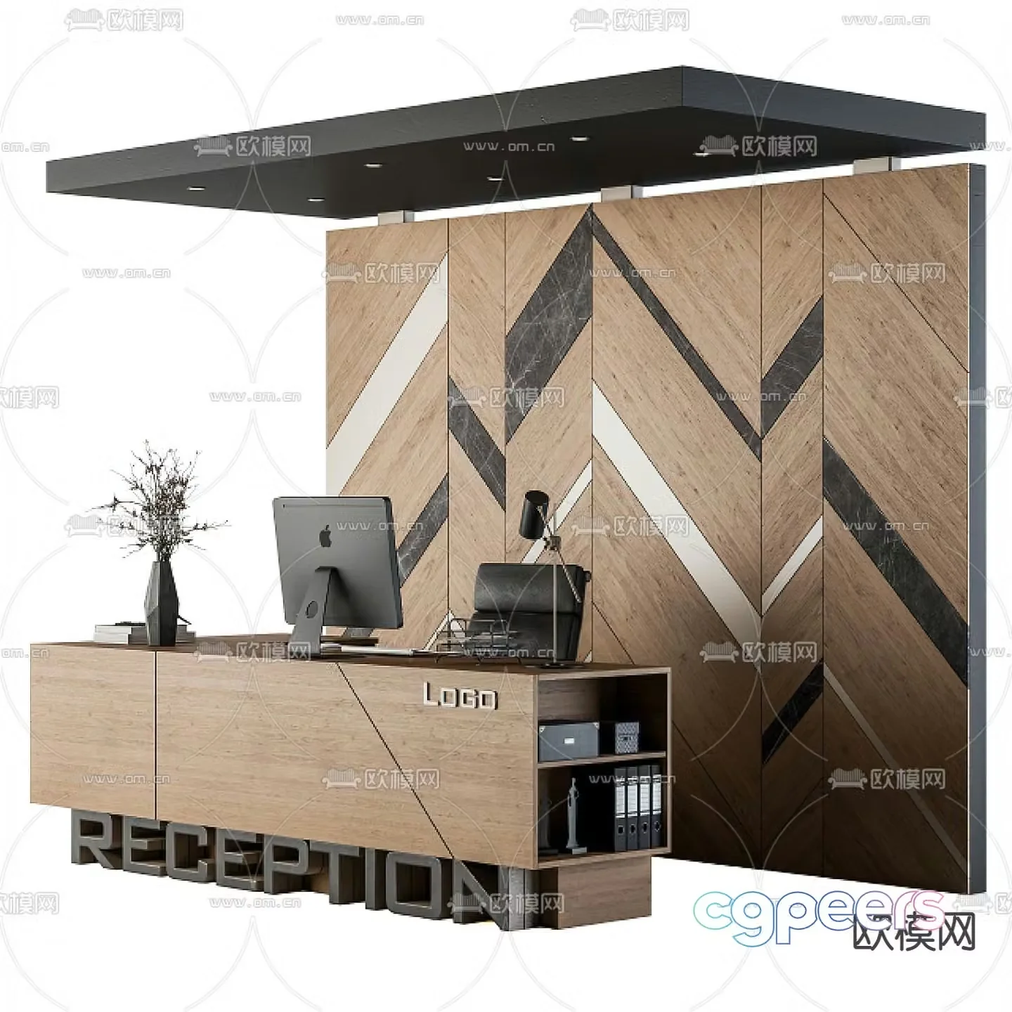Front desk reception desk service desk 3d model