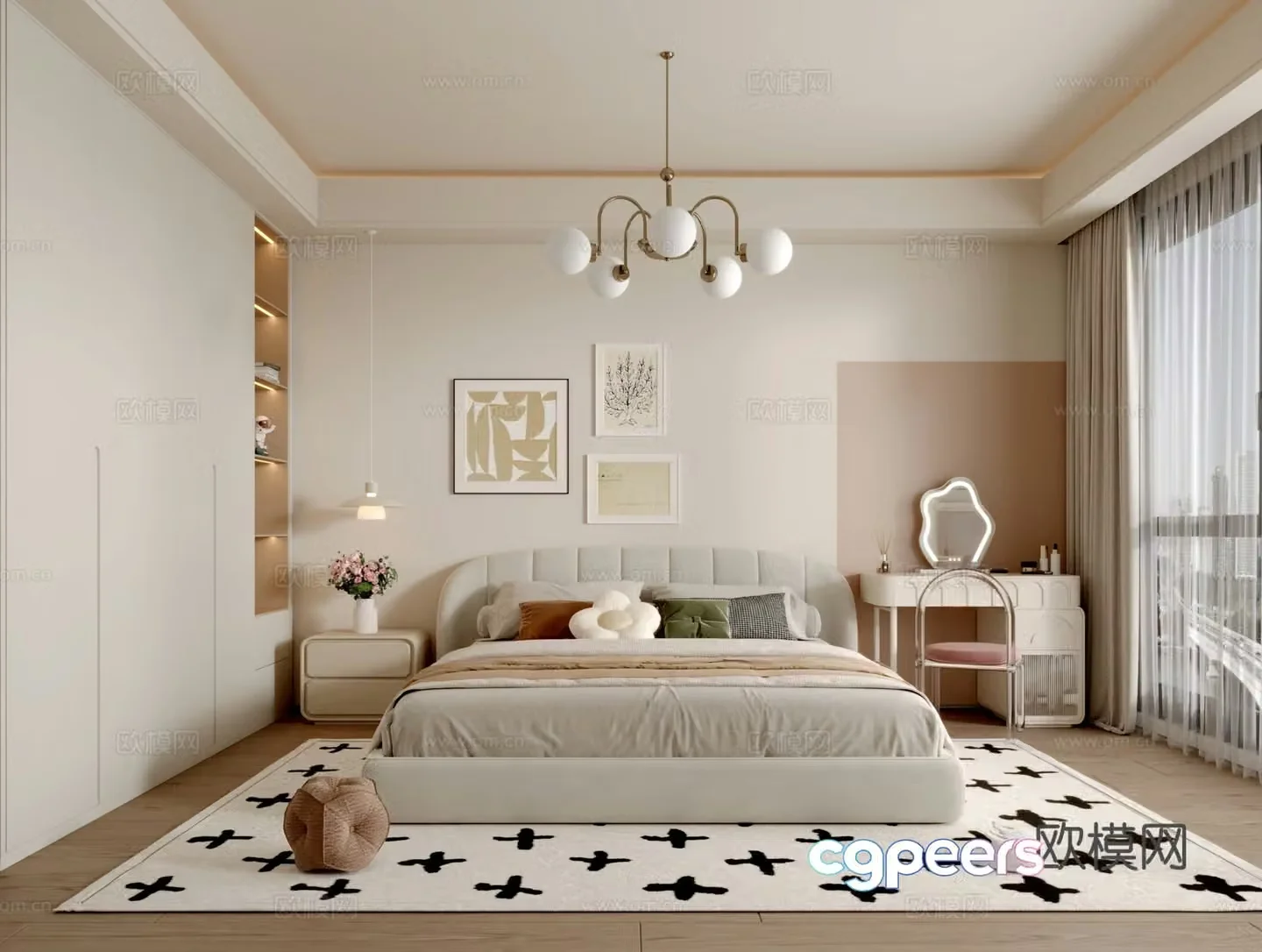 Cream style bedroom master bedroom 3d model