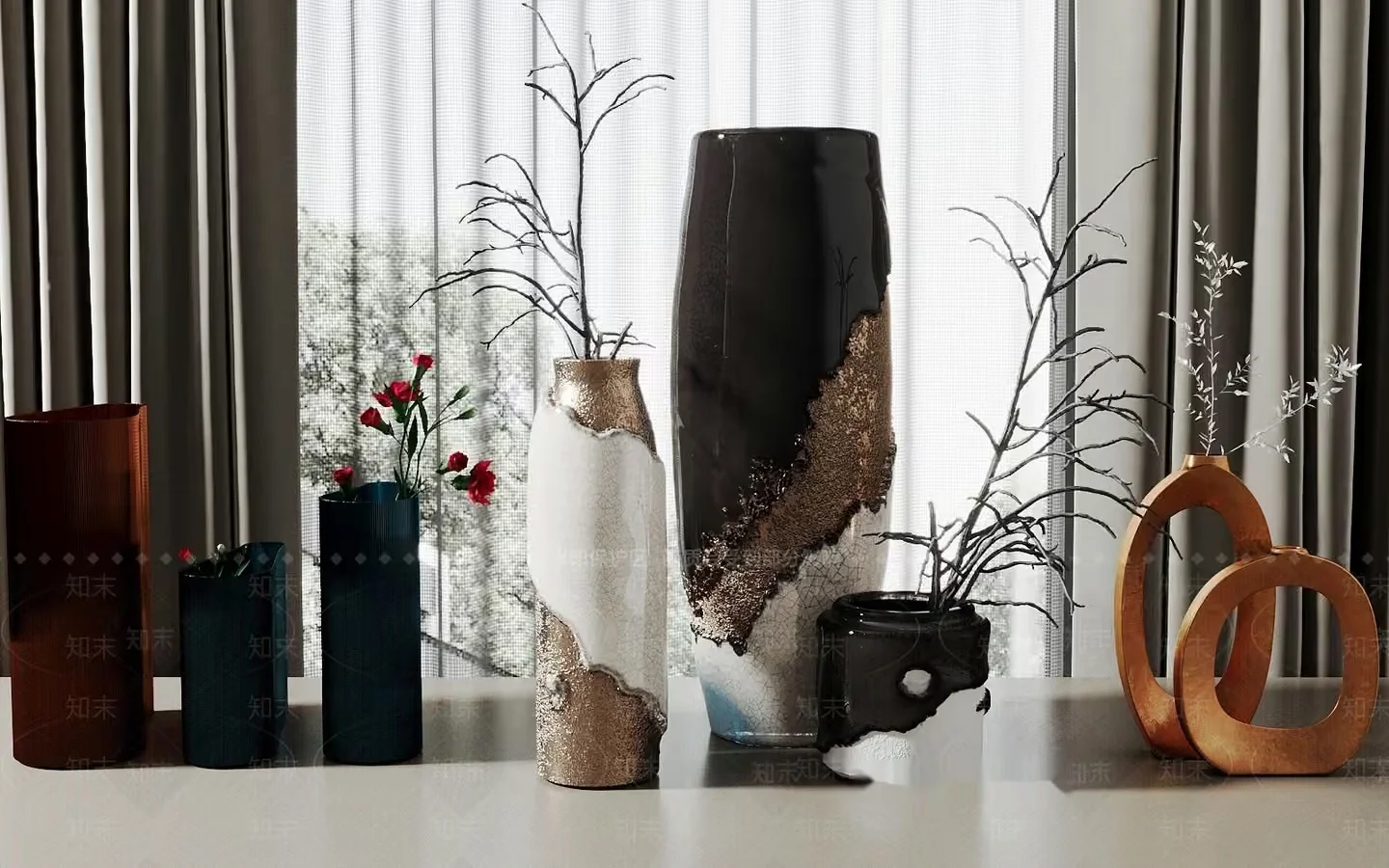 Modern Ceramic Vases 3D Model – 1037 – VRAY Render