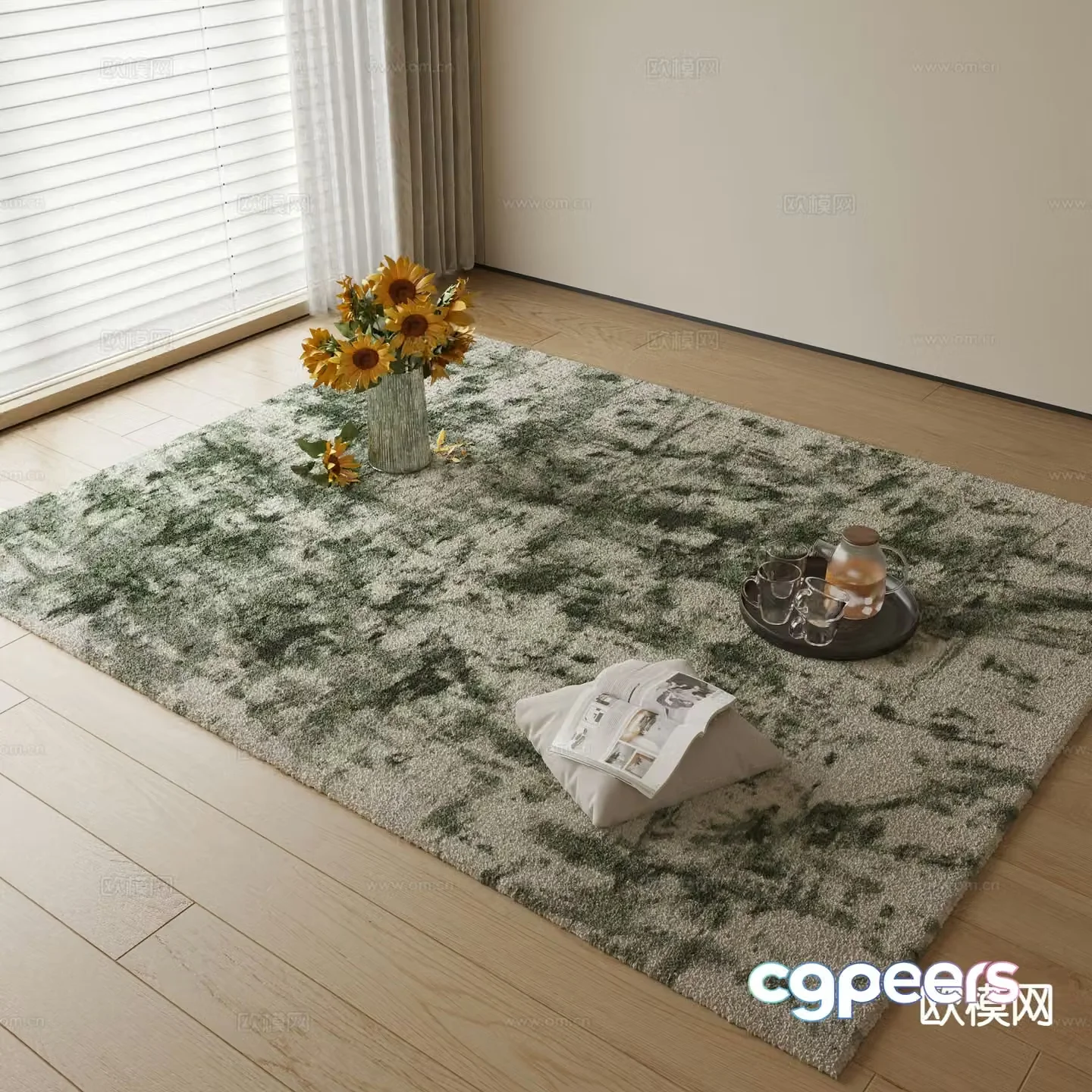 Modern carpet square rug 3d model