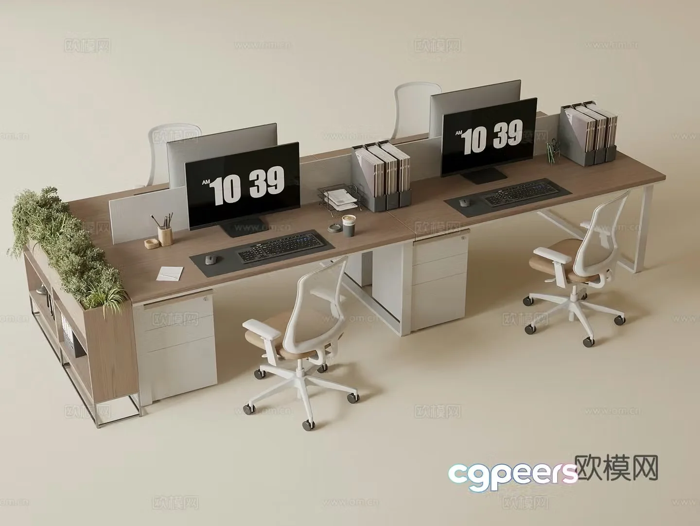 Modern public office desk and chair staff positions Public office area desk and chair Computer desk and chair 3D model