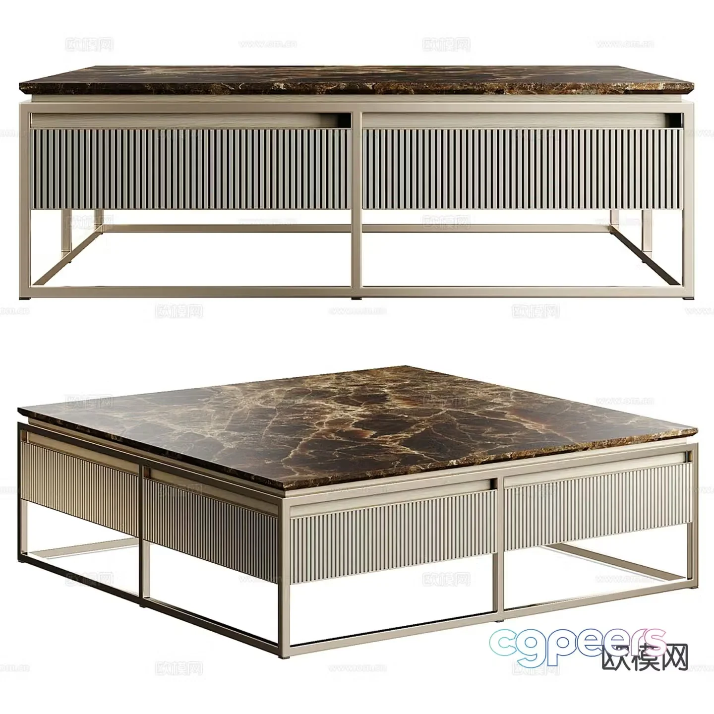 Visionnaire Light luxury coffee table Square coffee table 3D model