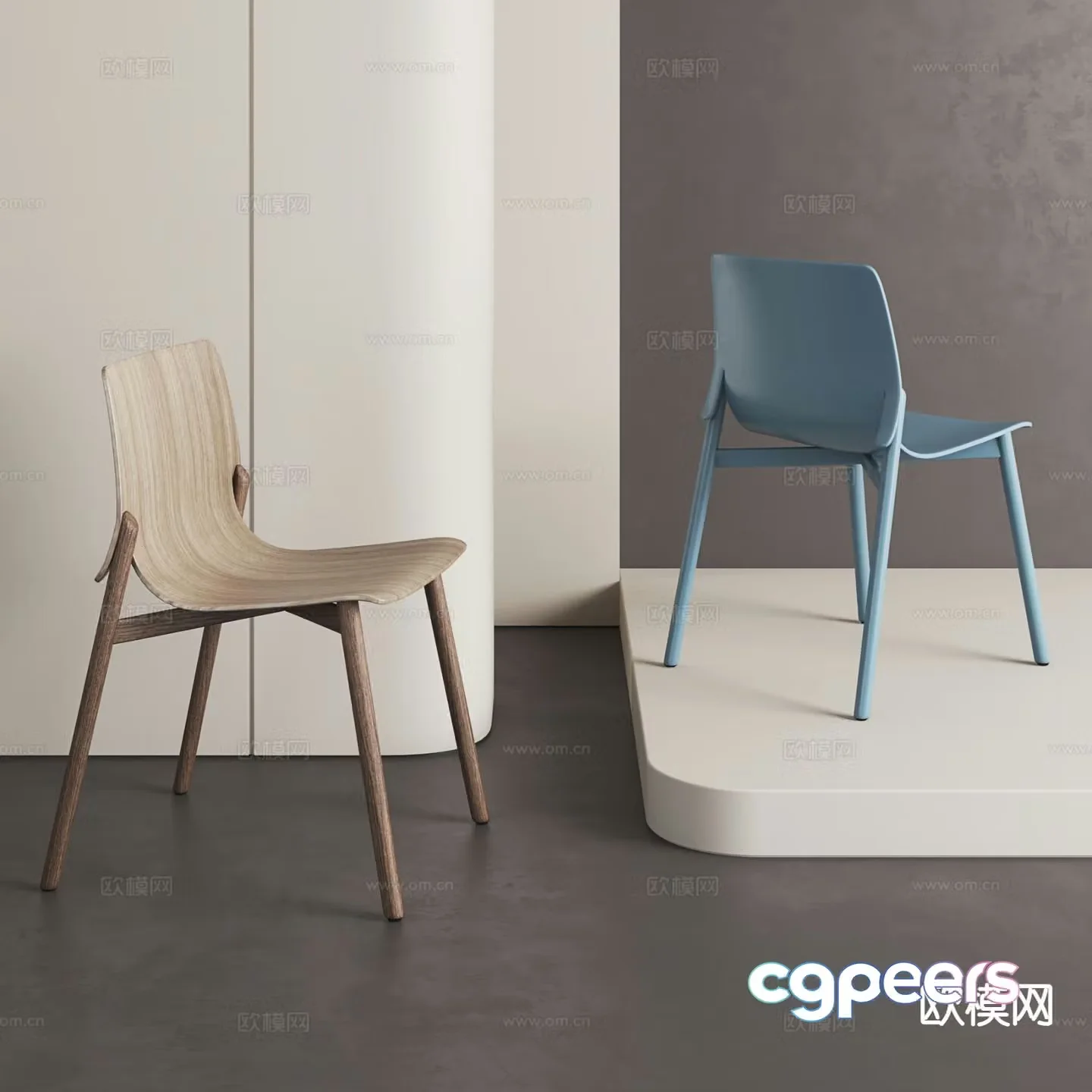 Modern single chair dining chair 3d model