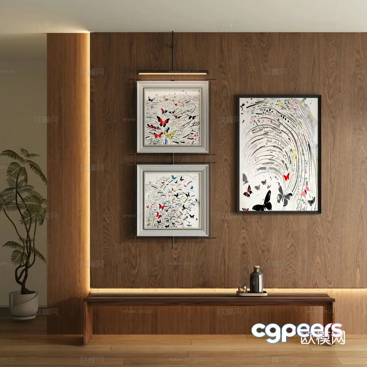 New Chinese style decorative painting ink painting hanging painting 3D model