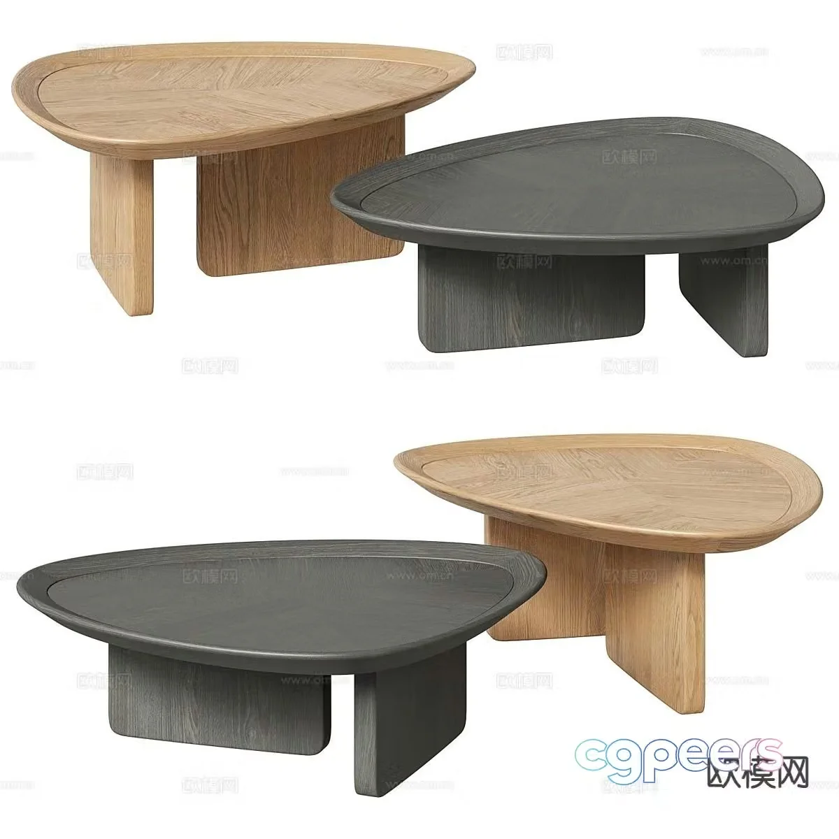 Log style coffee table mother-and-child coffee table 3d model