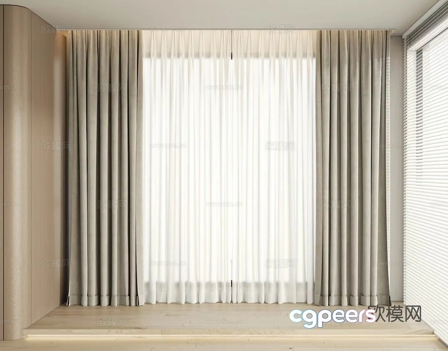 Modern curtain gauze curtain 3d model