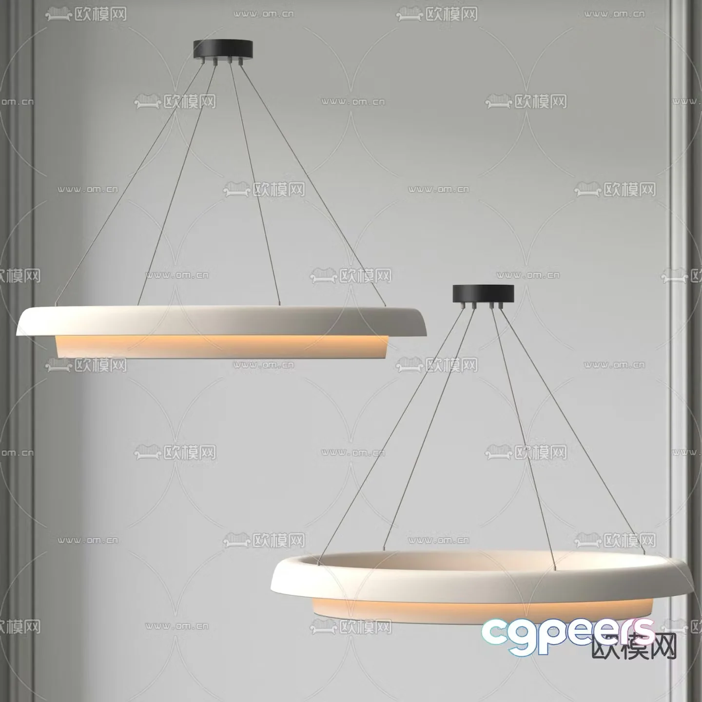 Cream style chandelier ring chandelier 3d model