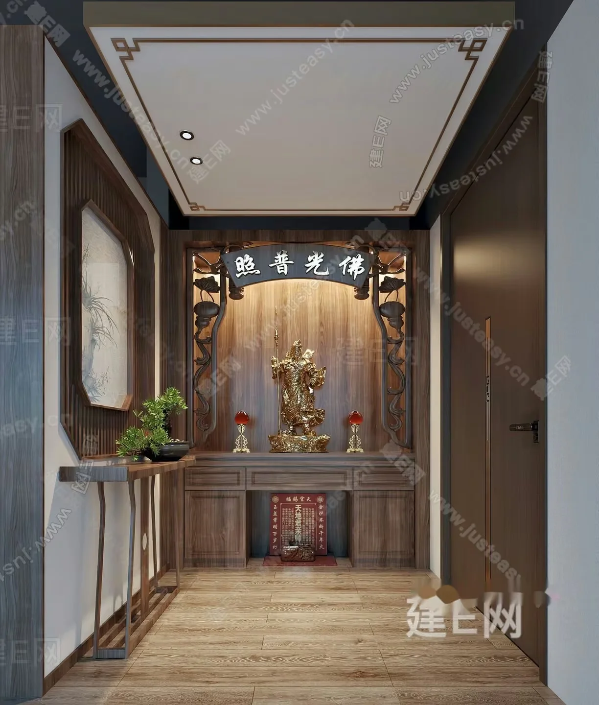 A Hallway With A Shrine 3D Model – 8028 – VRAY Render