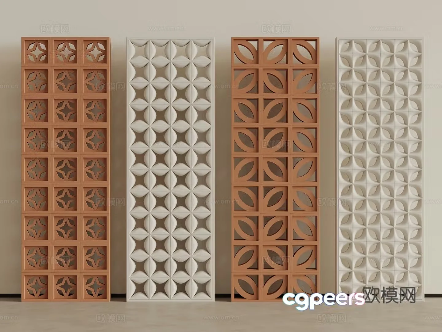 Wasabi cement bricks Cement brick partitions Red bricks Flower tiles Hollow prefabricated 3D model