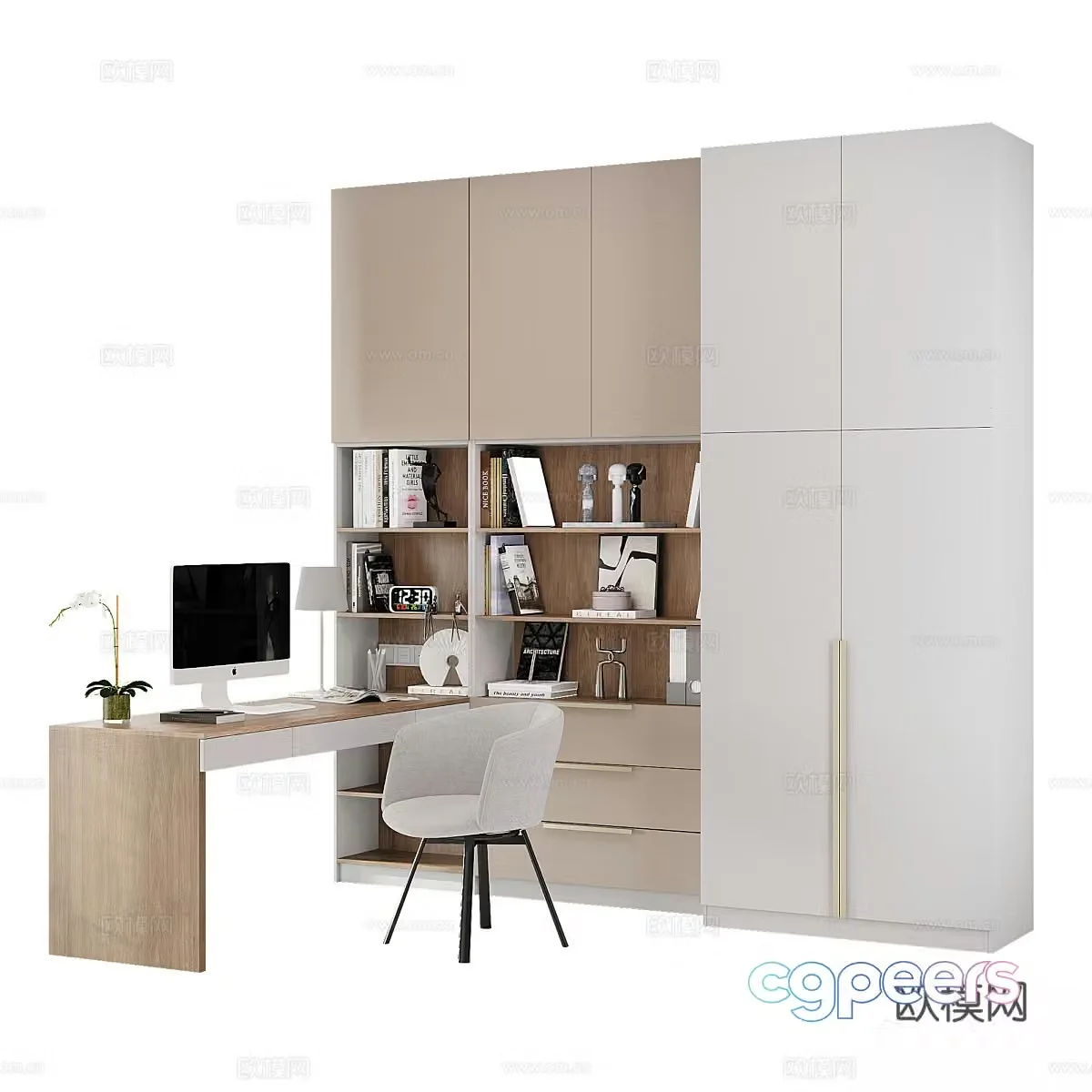 Modern Nordic Bookcase 3D Model