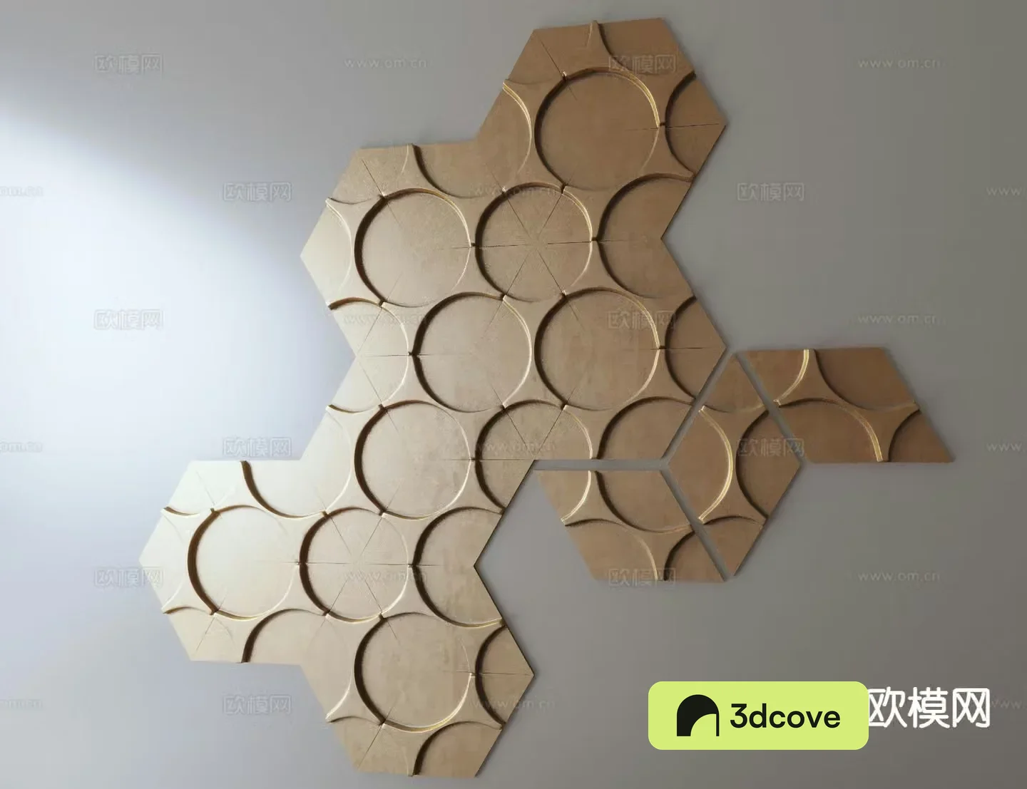 Modern hexagonal carved pendant