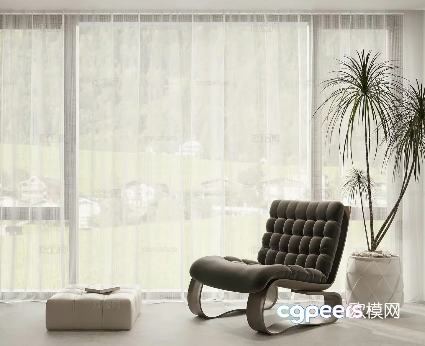 Leisure chair lazy sofa potted 3d model
