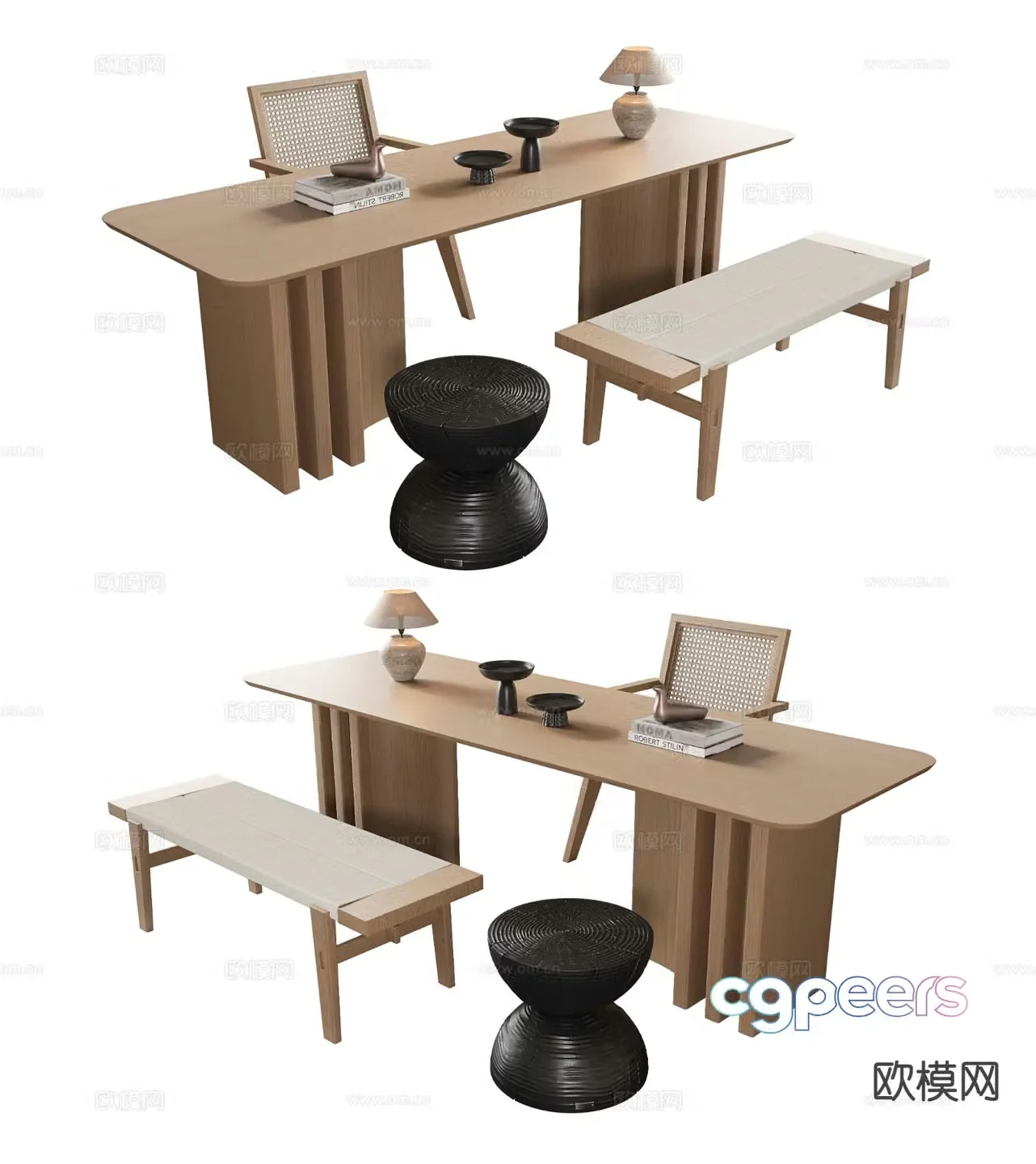 Wabi-sabi style desk chair 3d model