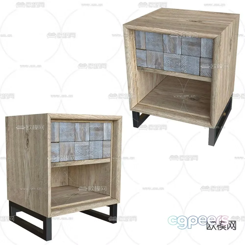 Patina wabi-sabi bedside table 3d model