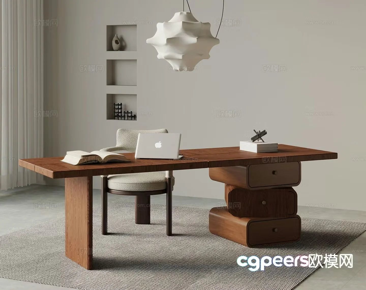 Medieval style desk and chair 3d model