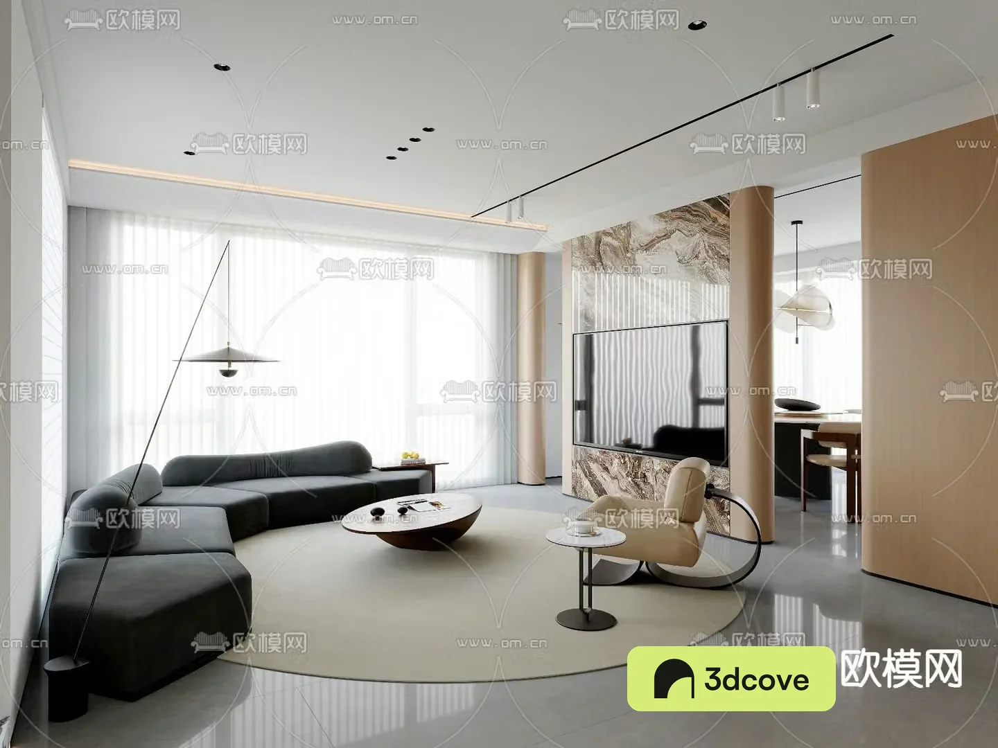 Modern living and dining room