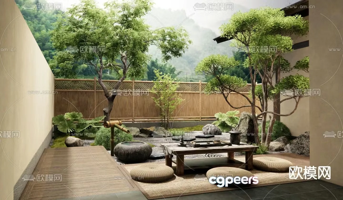 Courtyard landscape garden 3d model