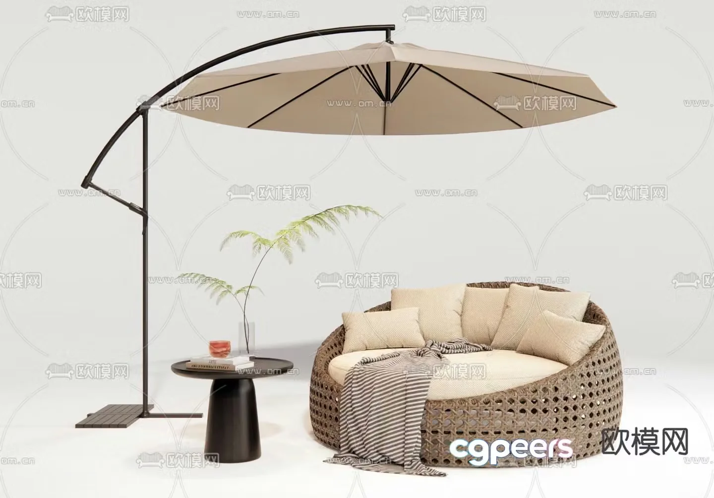 Modern outdoor sofa beanbag sofa rattan sofa 3d model