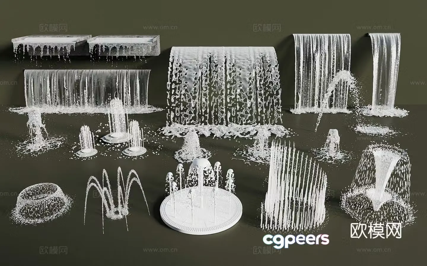 Modern fountain waterscape dry splash feng spring water column water splash waterfall commercial landscape interactive waterscape 3d model