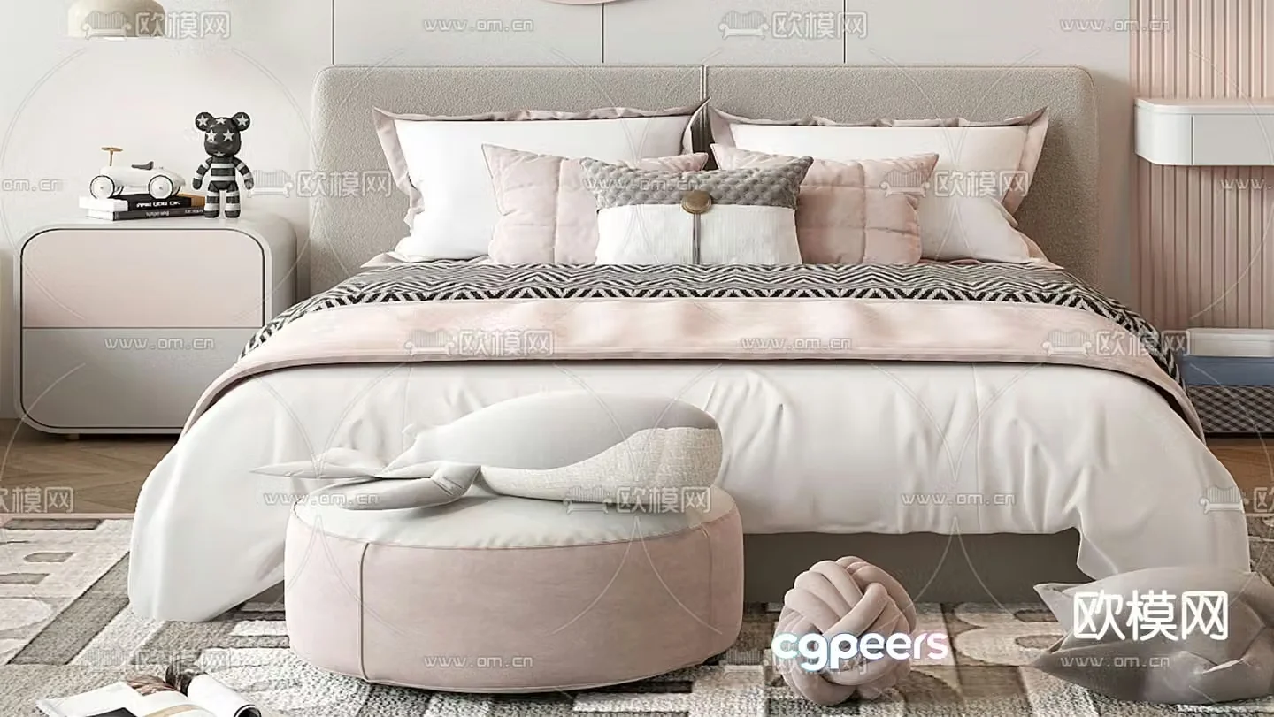 Modern children’s bed single bed 3d model