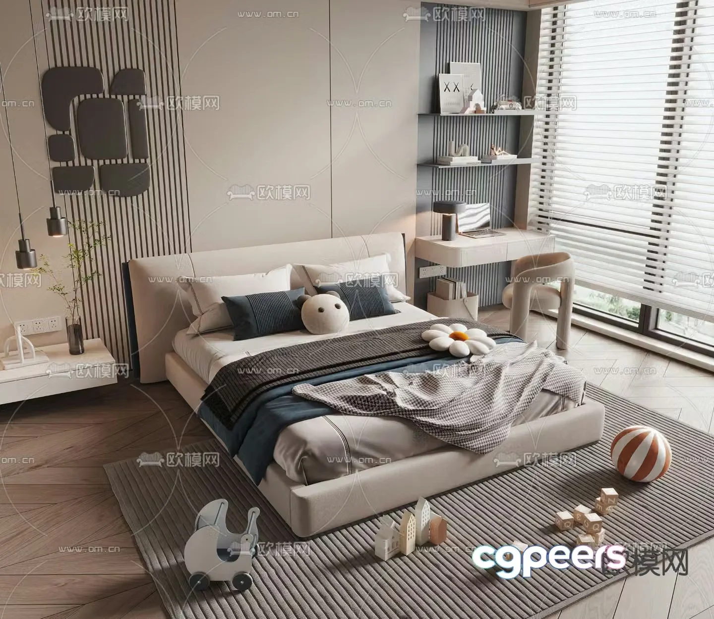 children bed boy bed 3d model