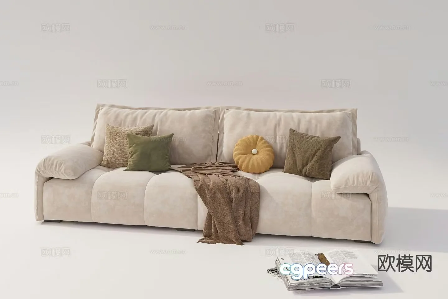 Double sofa upholstered sofa 3d model