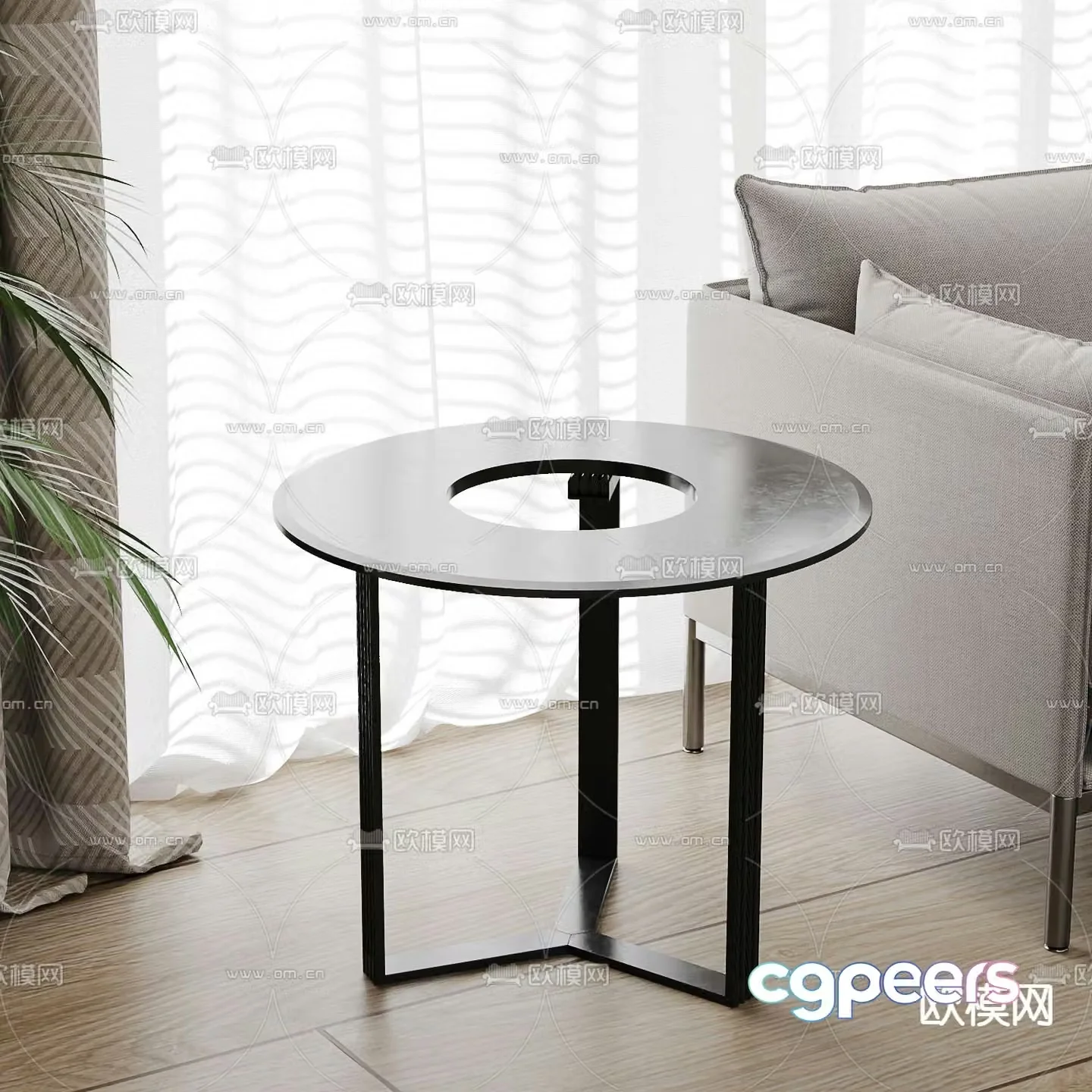Modern round table side table angle table 3D model