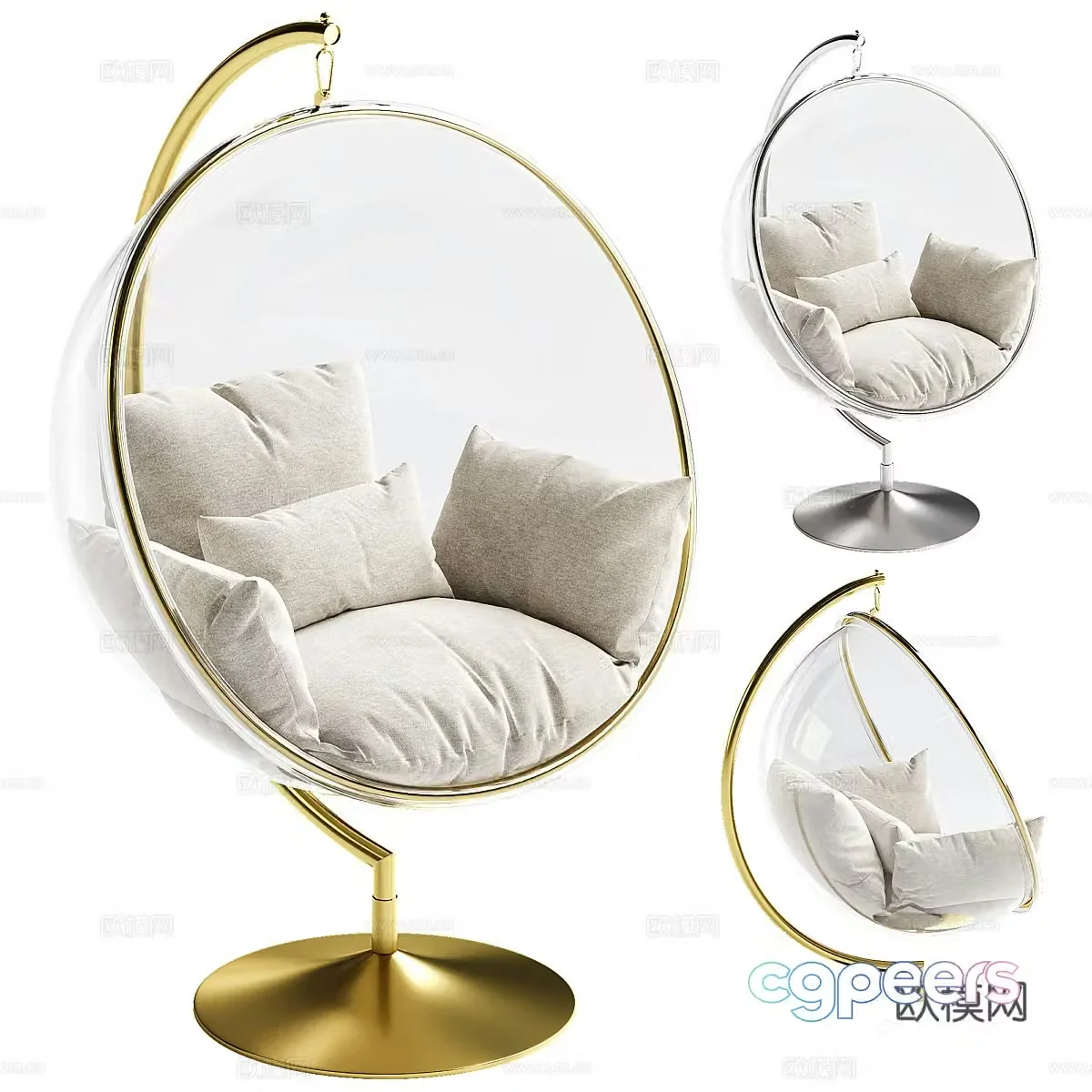 Modern light luxury leisure chair 3d model