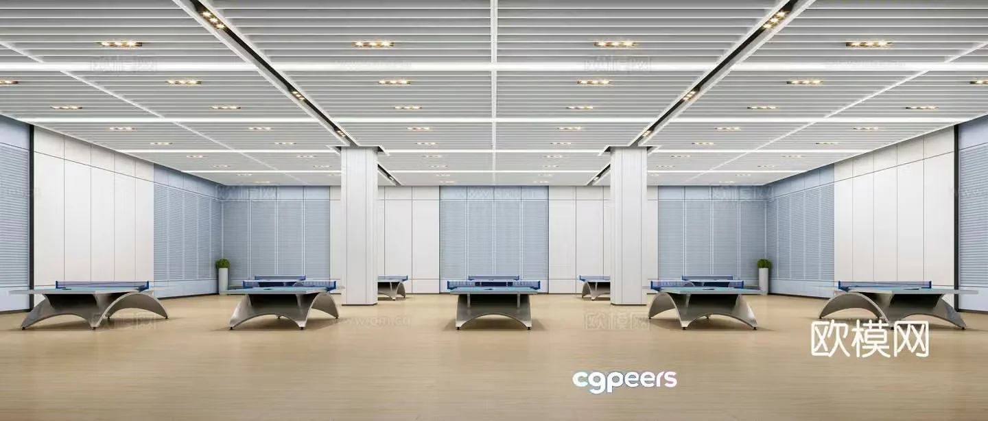 Modern school table tennis hall 3d model