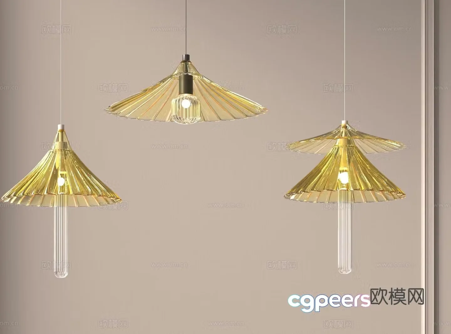 Modern umbrella-shaped small chandelier 3d model
