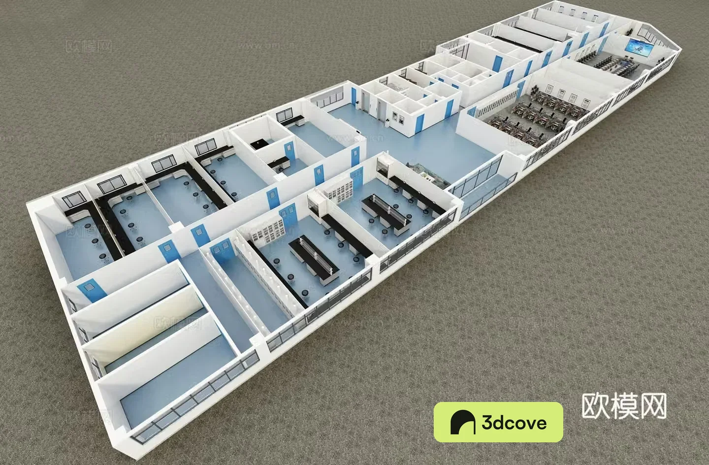 Modern laboratory aerial view
