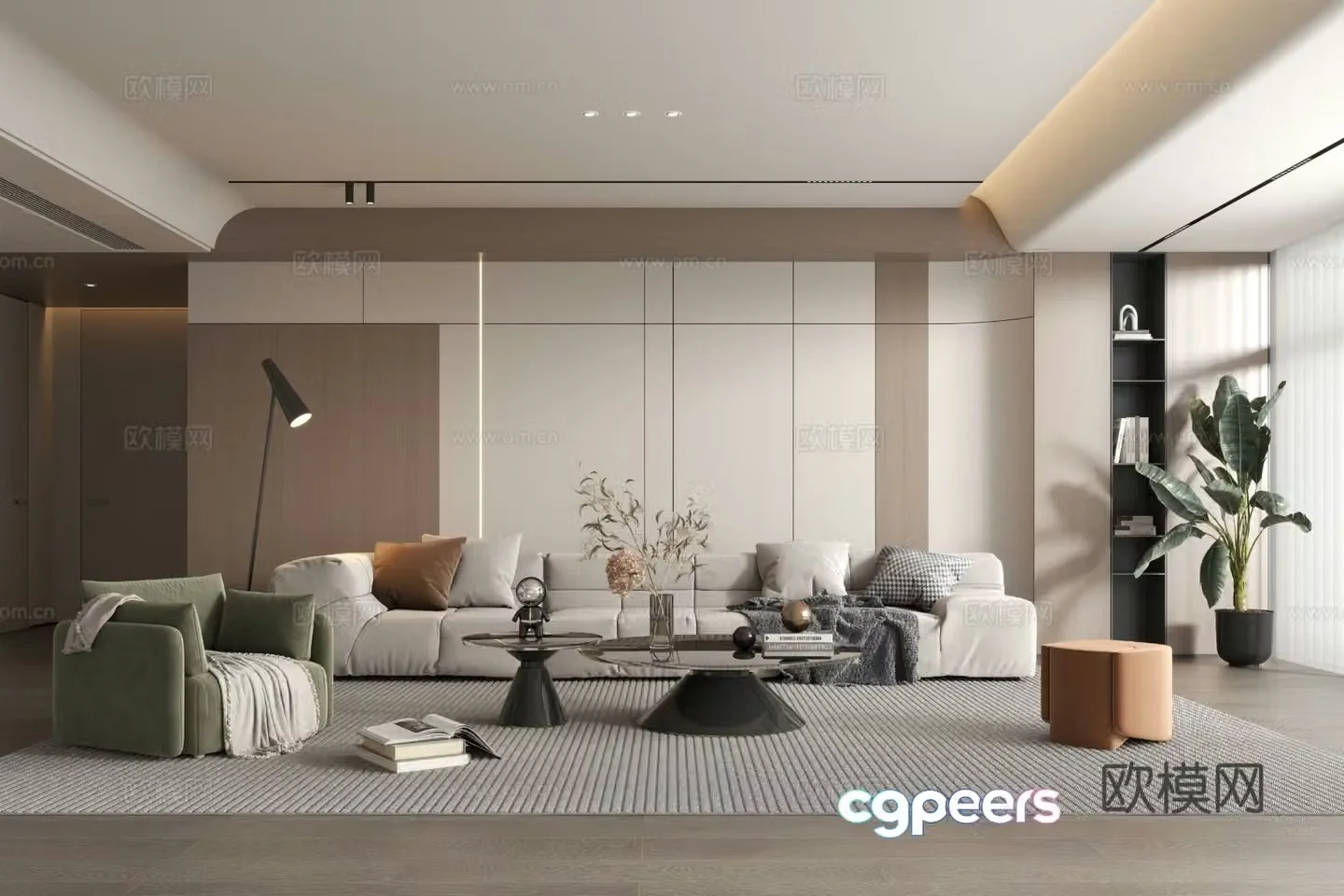 Modern minimalist living room 3d model