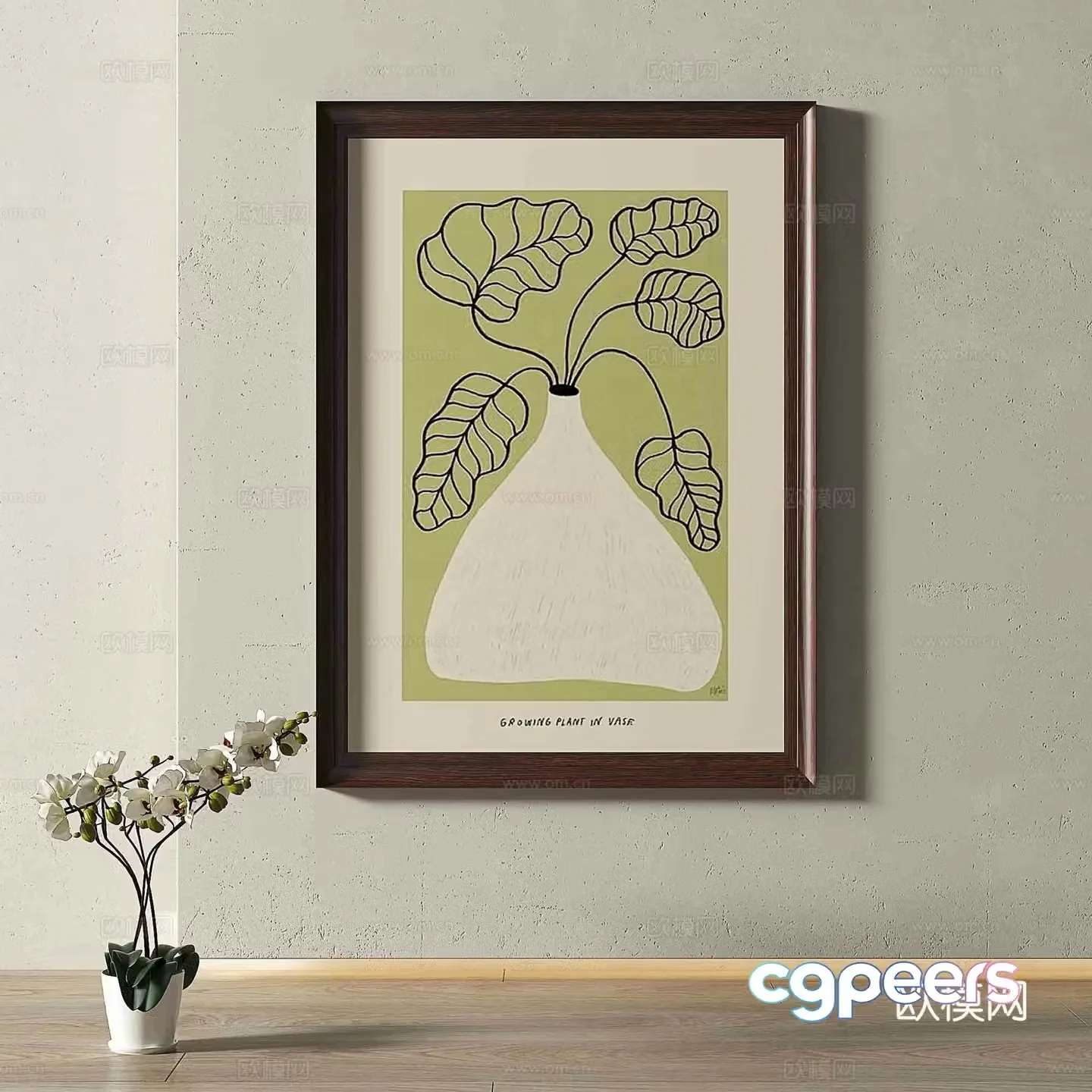 Modern European retro simple decorative painting 3d model