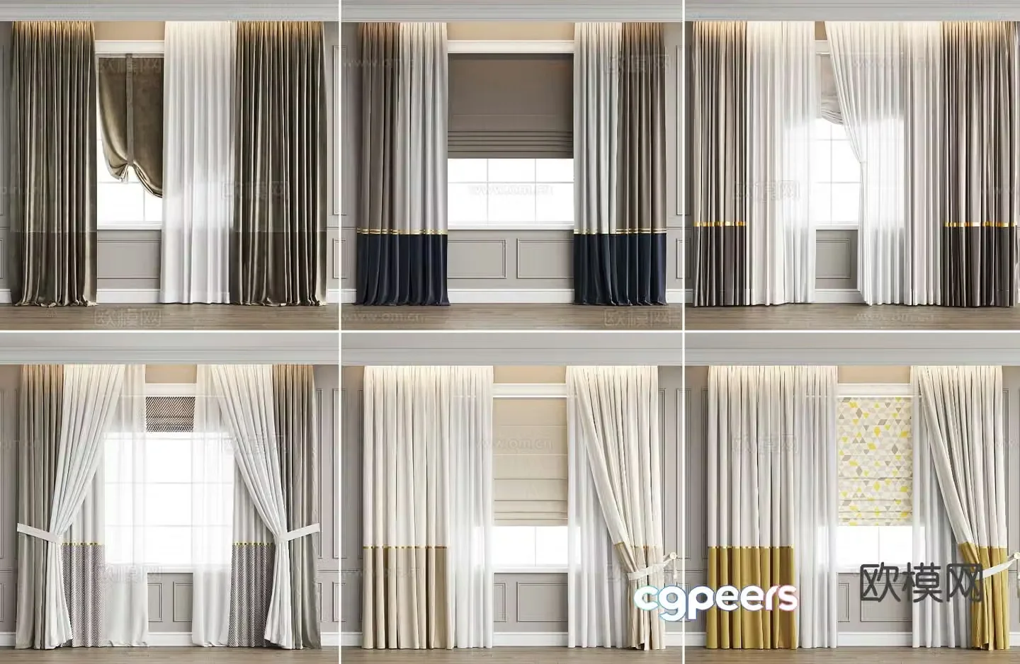 Plain curtain screen gauze curtain 3d model