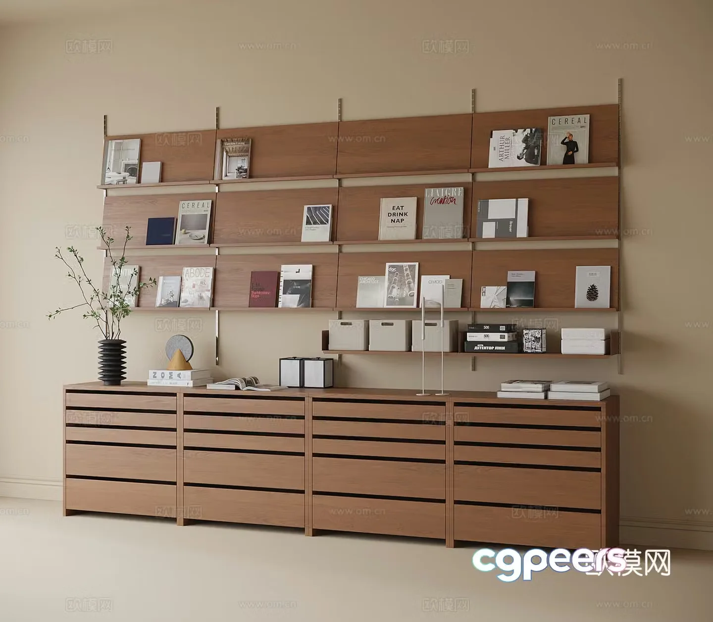 Modern bookcase Decorative cabinet Side cabinet 3D model