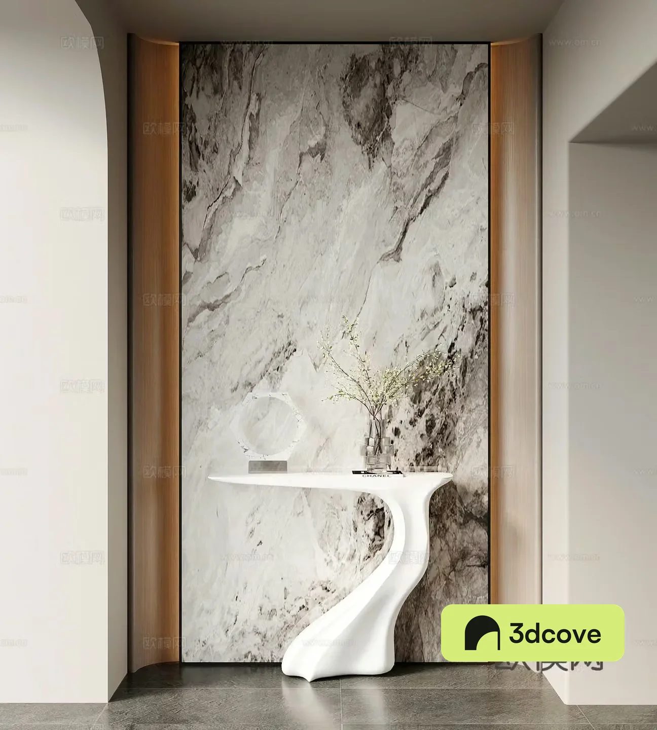 Modern simple entrance background end viewing platform