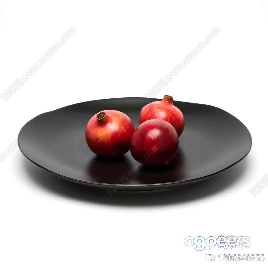 Black Plate With Pomegranates 3D Model – 18168 – VRAY Render