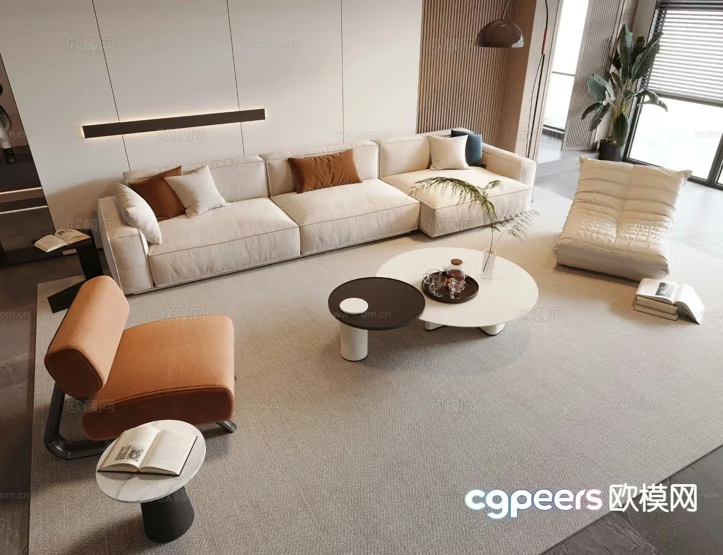 Italian style modular sofa corner sofa 3d model