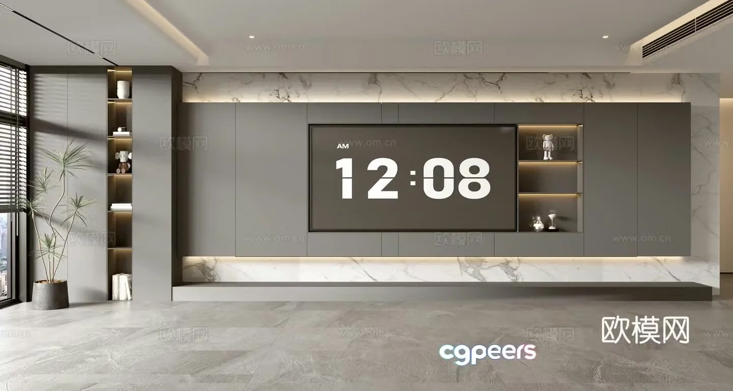 Modern TV background wall 3d model