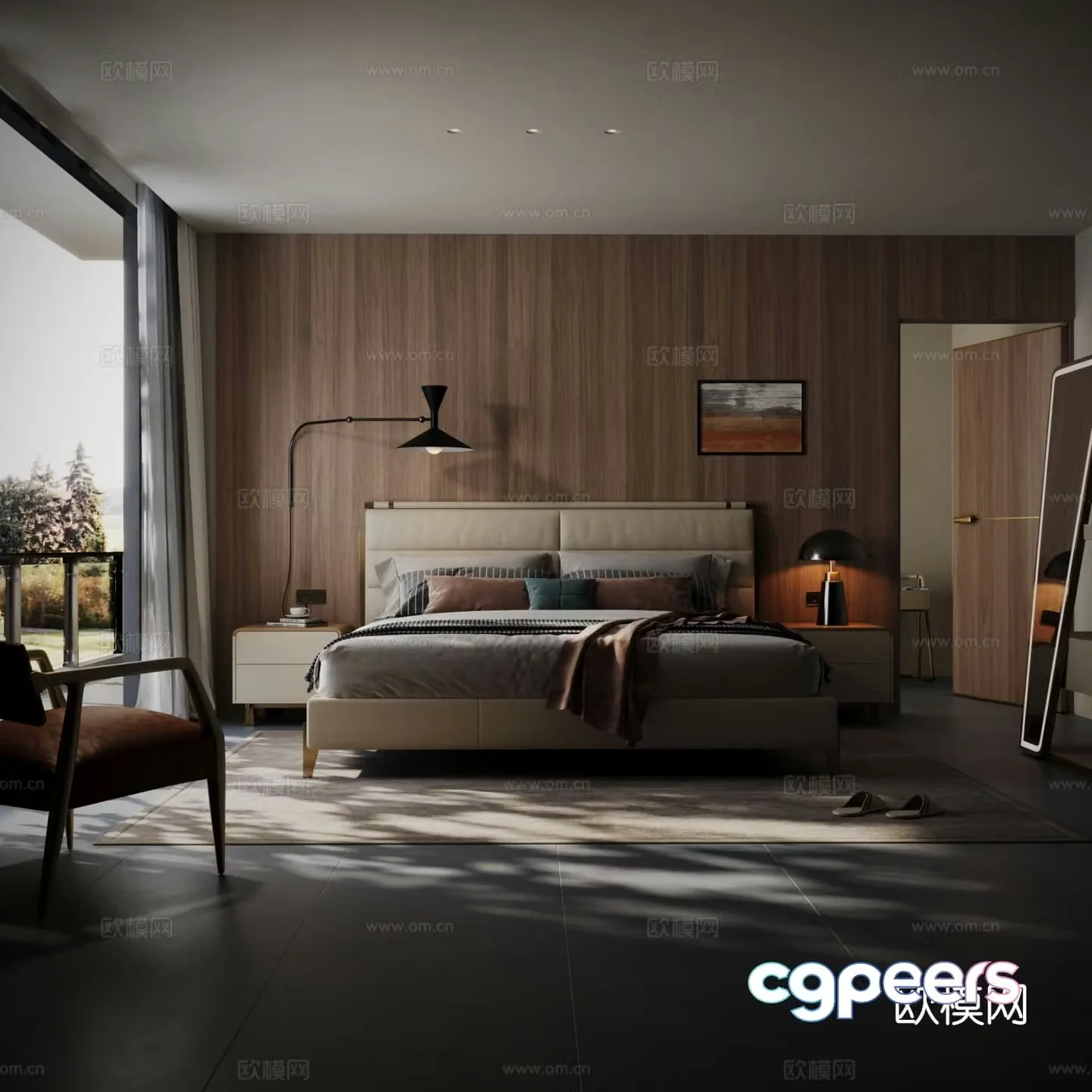 Wabi-sabi double bed 3d model
