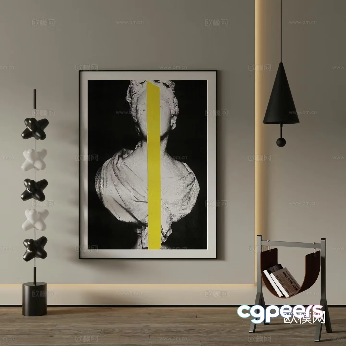 European style decorative paintings 3D model of hanging paintings