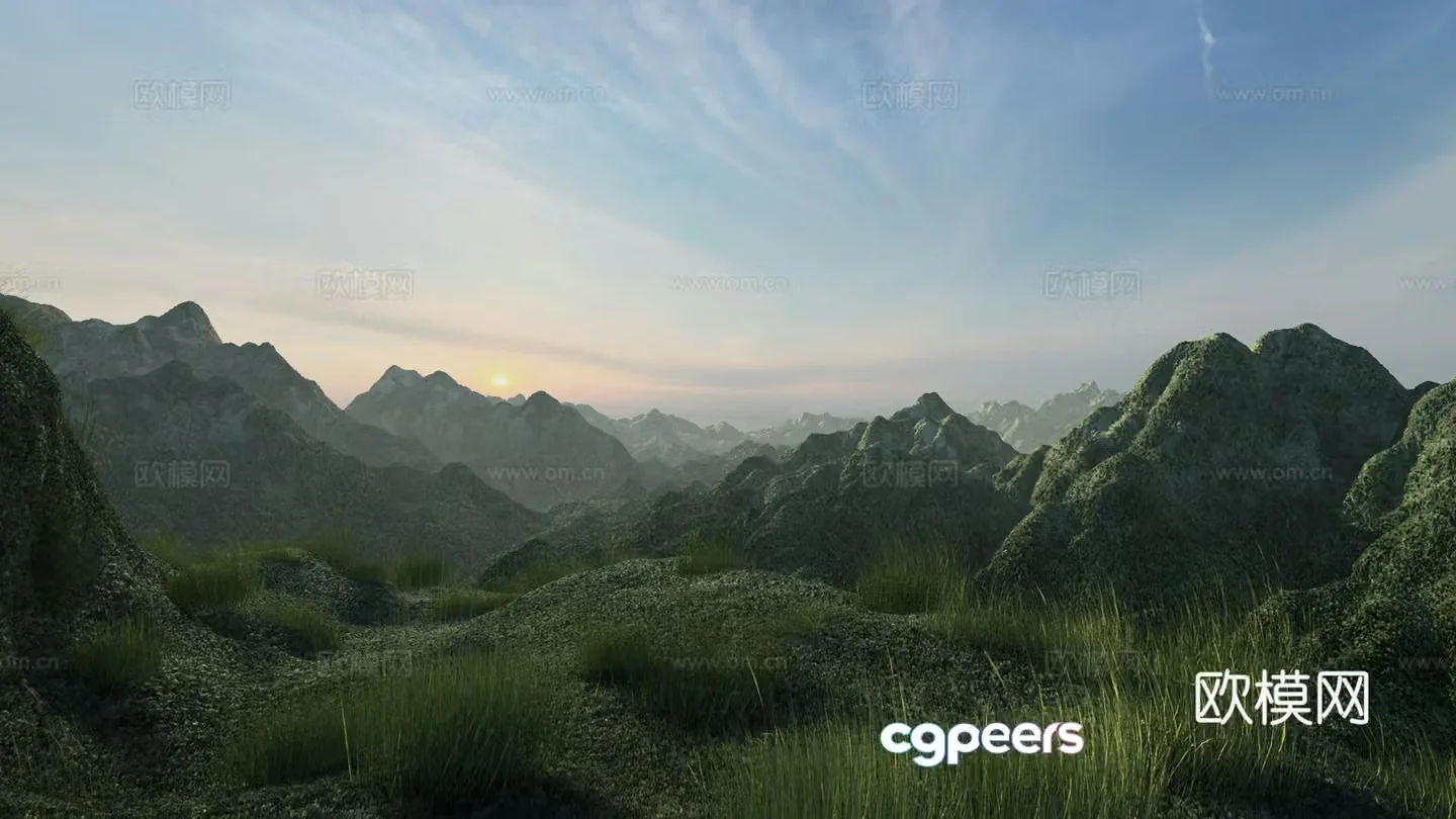 Modern mountain range 3d model