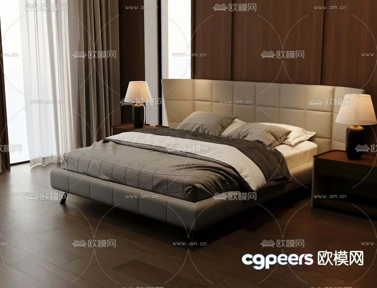 Italian double bed 3d model