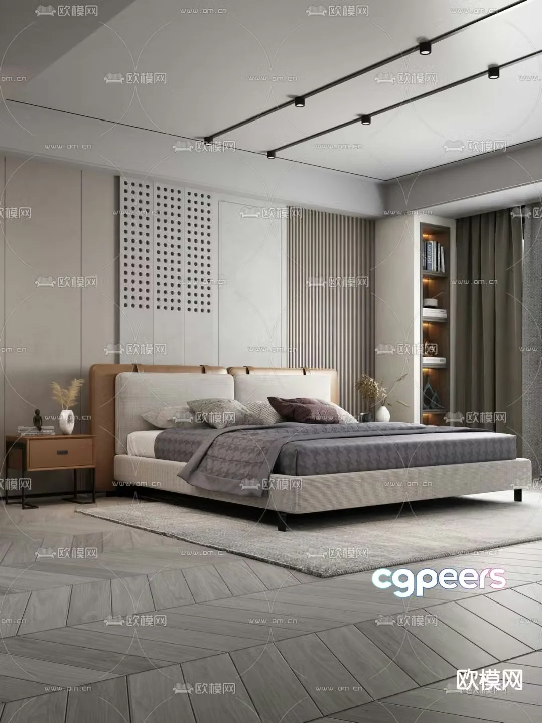 Modern double bed 3d model