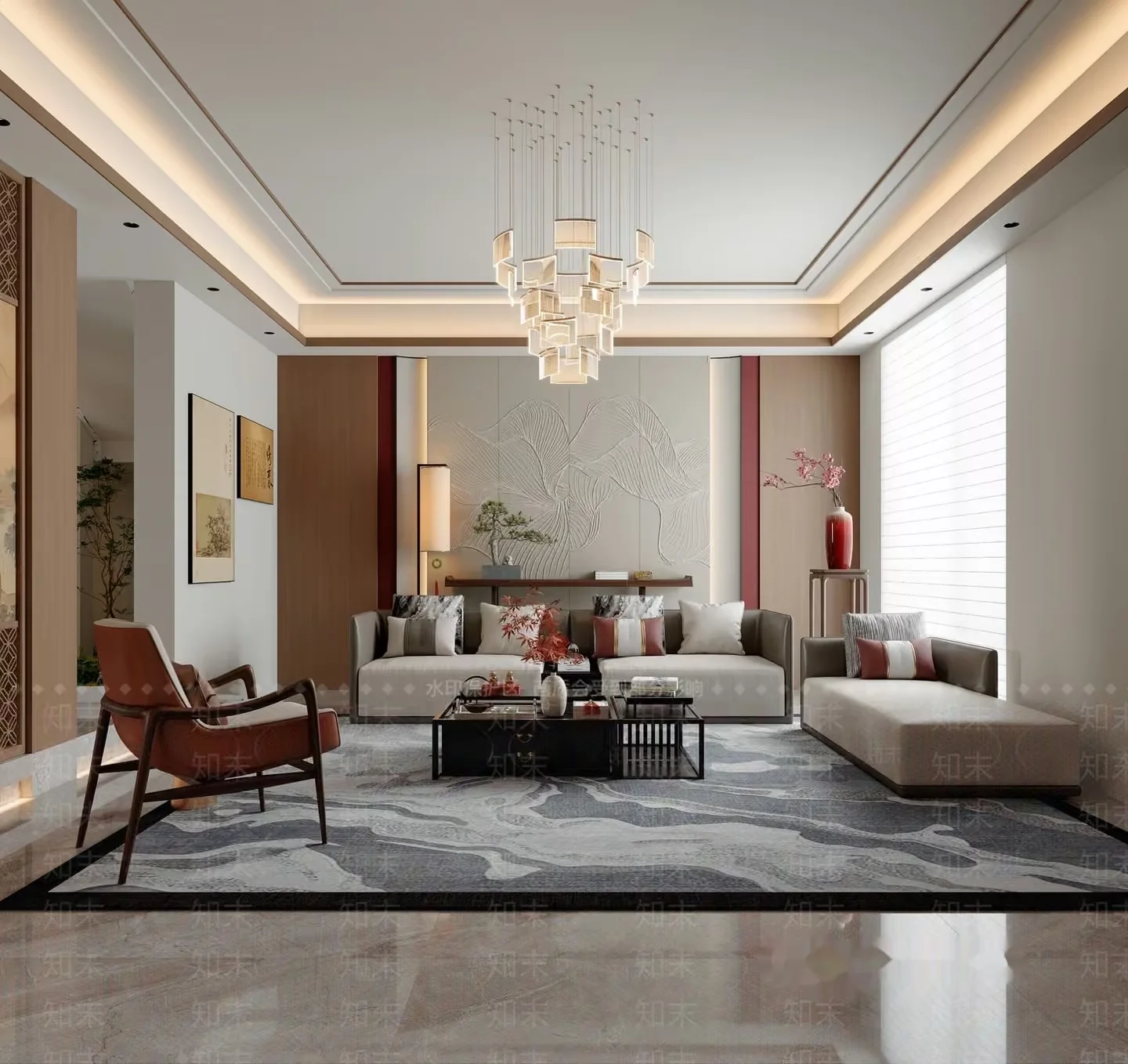 Modern Living Room 3D Model – 6883 – VRAY Render