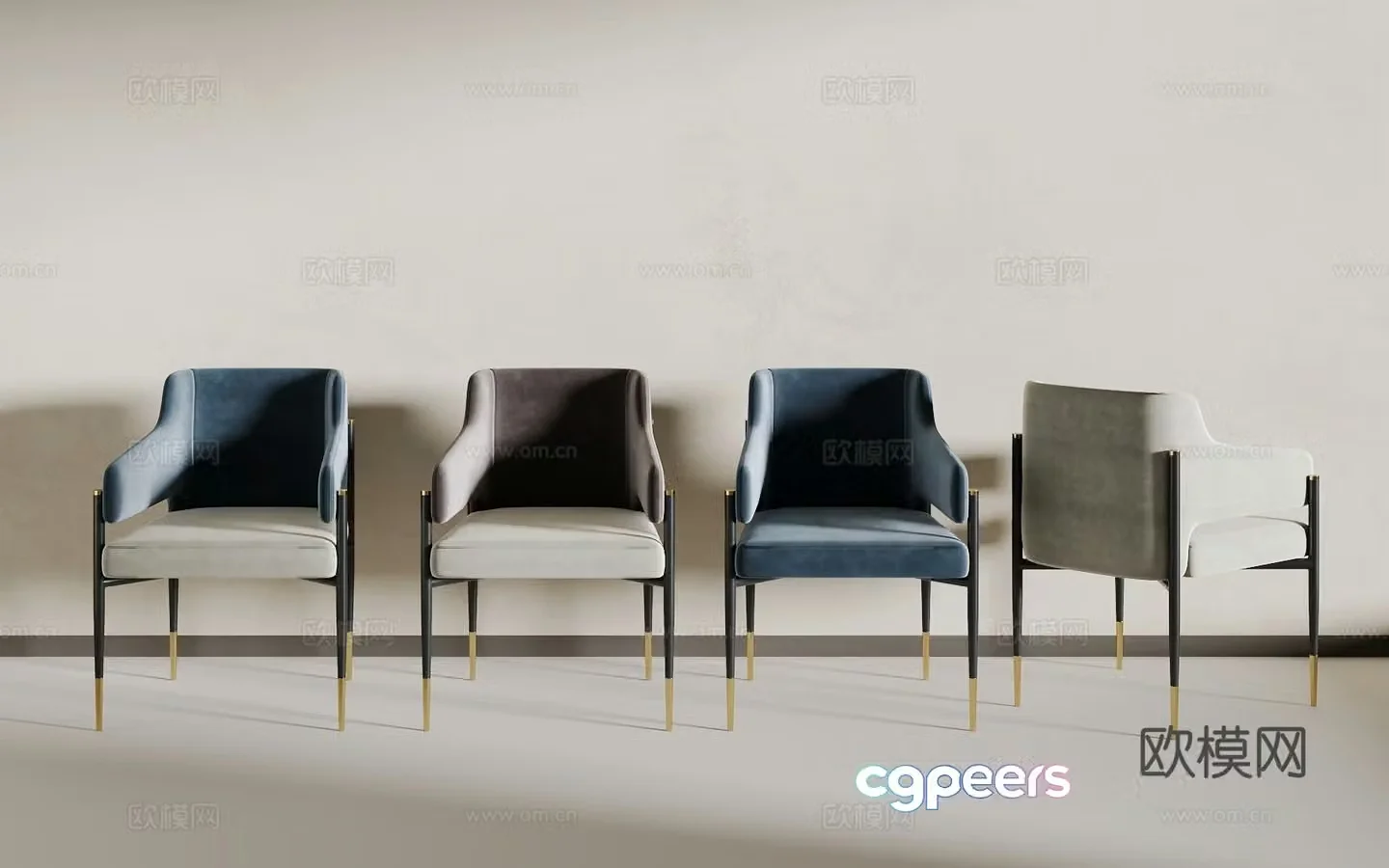 Light luxury dining chair 3D model
