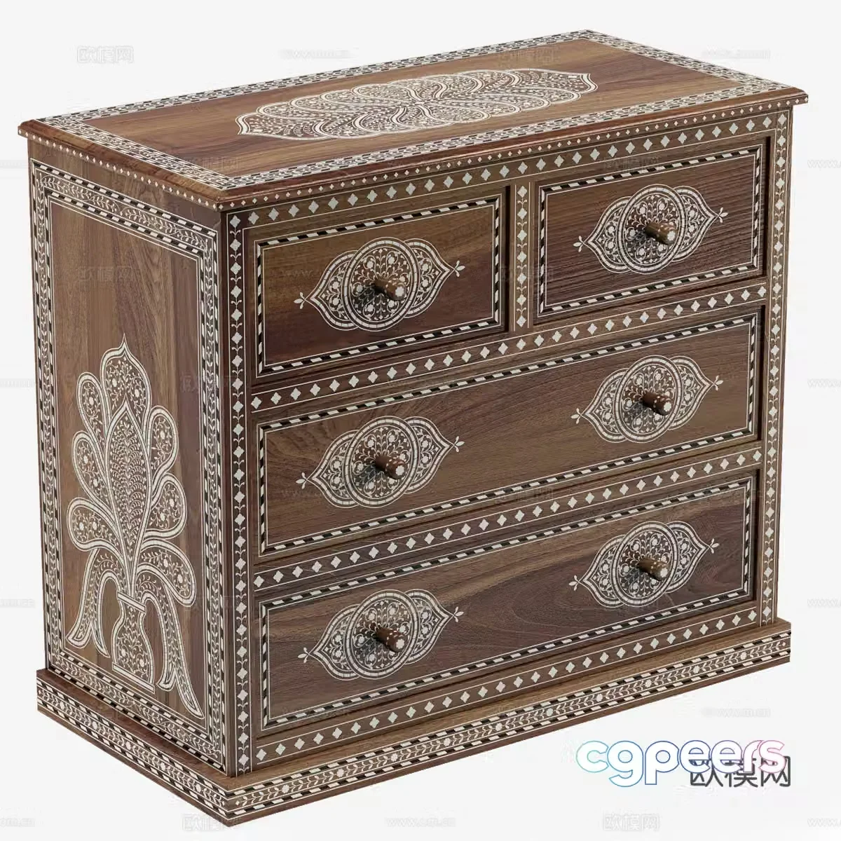 New Chinese style decorative chest of drawers side cabinets low cabinet 3D model