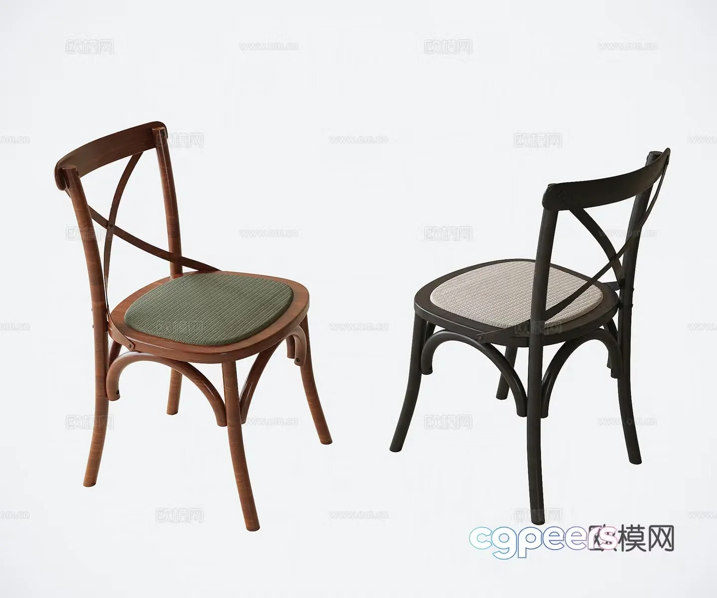 French dining chair single chair leisure chair tea chair book chair 3d model